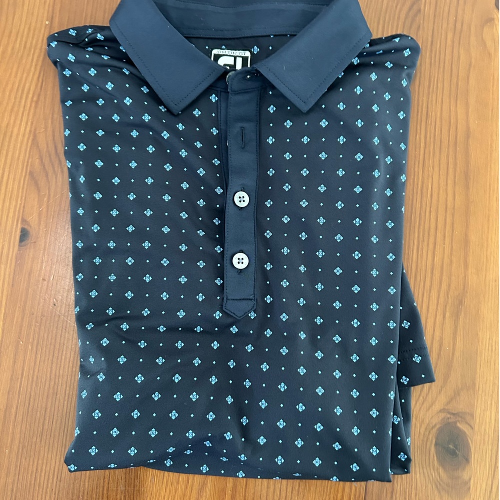 Navy FootJoy Golf Shirt with Light Blue Pattern
